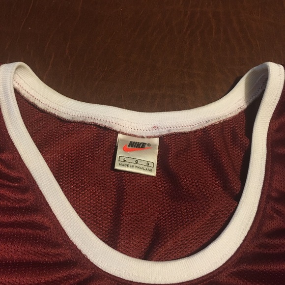 Vtg 90s Nike Big Swoosh Tank Top Jersey Mesh Maroon L - Picture 2 of 11